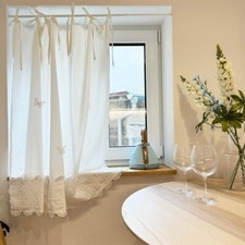 1PC Lace-up White Curtain Butterfly lace Trim Drape French Style Bedroom Decor