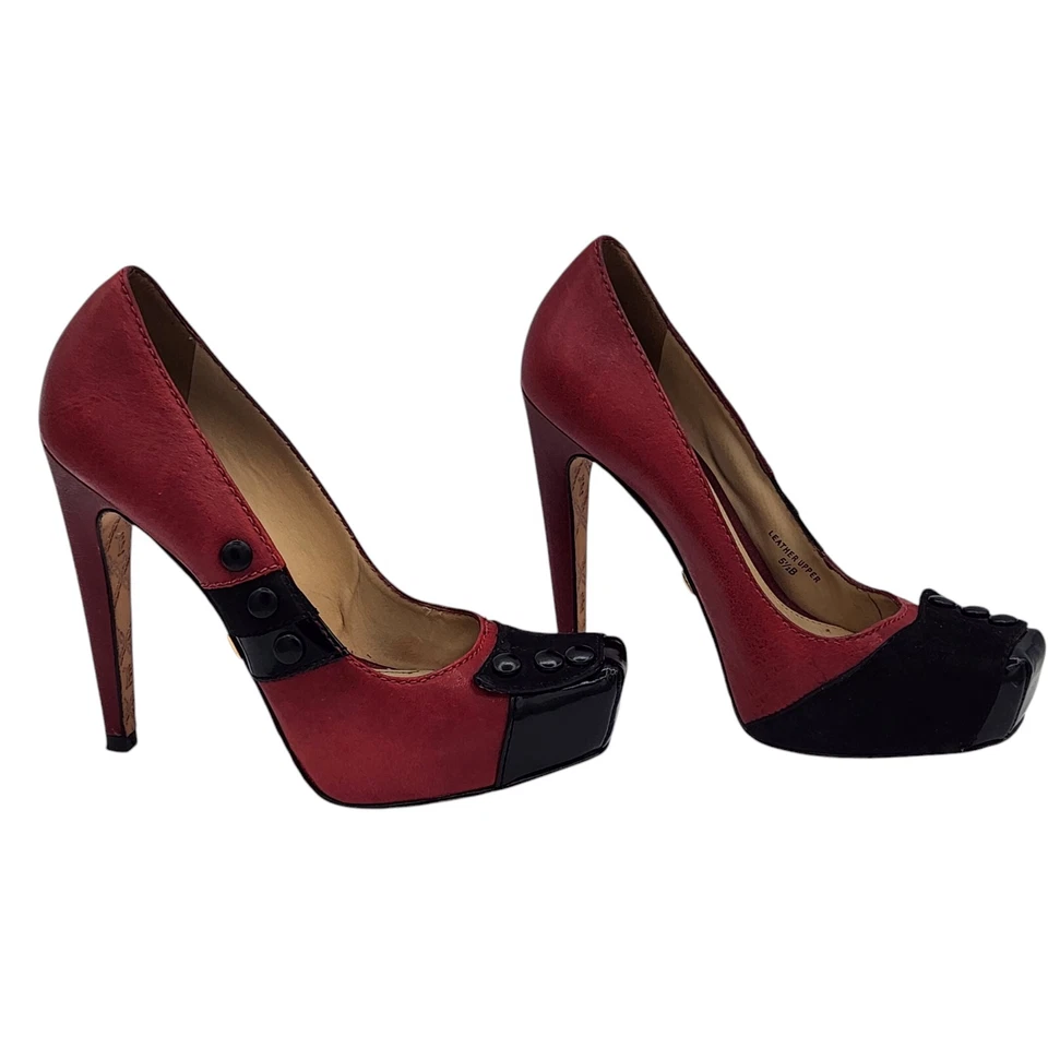 Salto agulha feminino L.A.M.B by Gwen Stefani couro vermelho tamanho 5.5 - Imagem 2 de 4