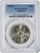 1995-S Baseball Commemorative Half Dollar MS70 PCGS