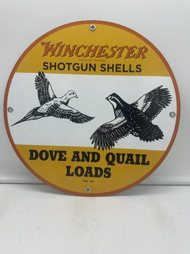 VINTAGE STYLE ''WINCHESTER'' SHOTGUN SHELLS 12 INCH PORCELAIN DEALER SIGN