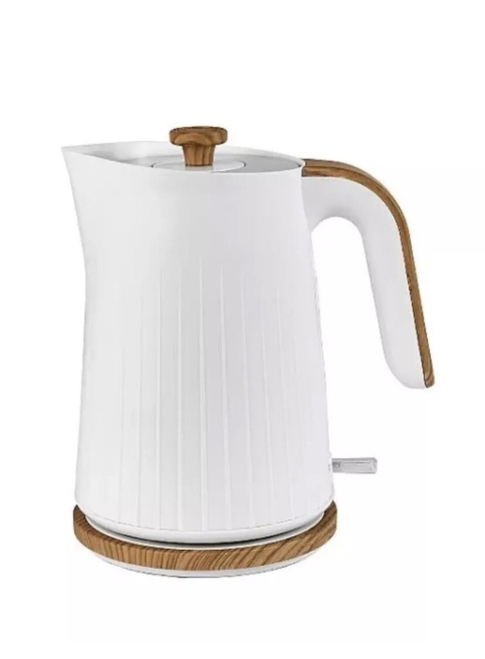 White and Wood Kettle and 4 Slice Toaster set Scandi NEW NO RETAIL BOX