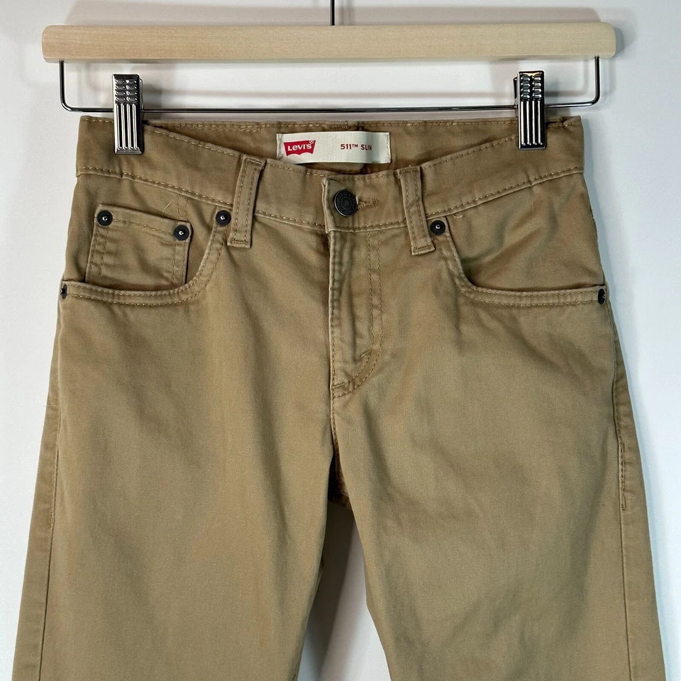 Levis 511 Slim Denim Jeans Tan Khaki Boys 10 Regular 25 x 25 - Image 2 of 4