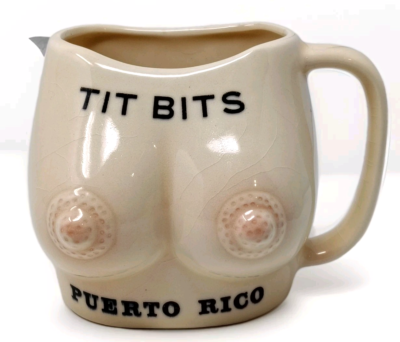 VTG Tit Bits Boobs Nipple Ceramic Mug Cup Puerto Rico Souvenir