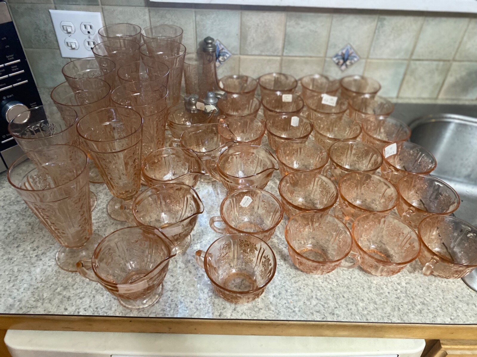 Federal Sharon Cabbage Rose Pink Depression Glass eBay