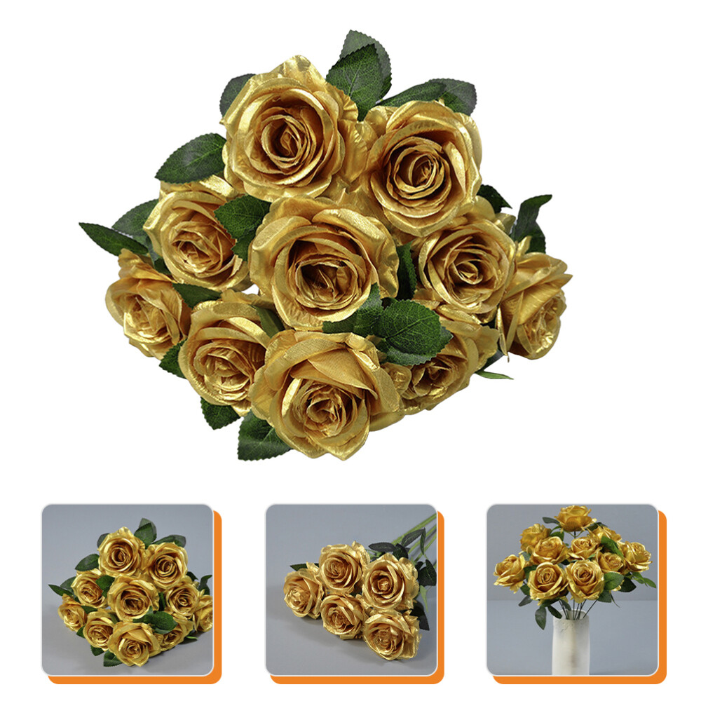Tall Artificial Flowers Rose Gold Elegant Table Centerpieces