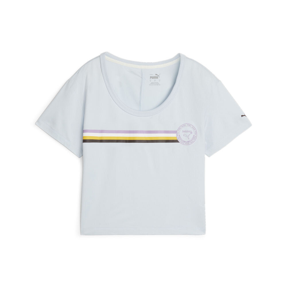 Женские повседневные топы синего цвета с круглым вырезом и коротким рукавом Puma Lemlem 52501369