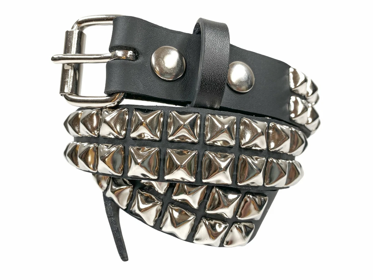 Two Row Pyramid Stud Belt Leather Handmade Studded Belt Punk Goth By Funk Plus
