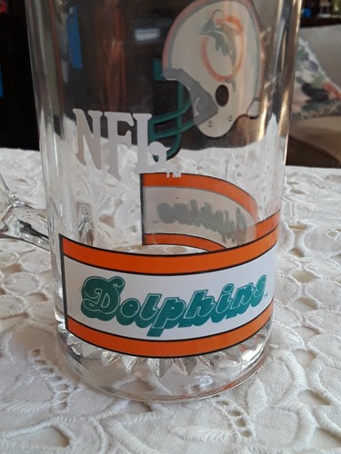 Vintage Miami Dolphins Souvenir Heavy Glass Handled Mug NFL Football Sports Fun - Picture 5 of 12