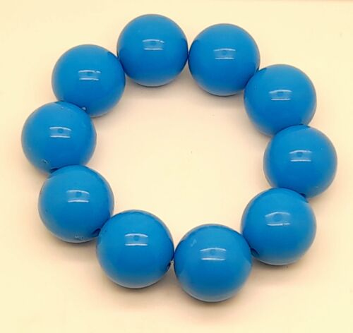 chunky boho style  big ball blue color Plastic Bead stretch fashion Bracelets - Afbeelding 1 van 3