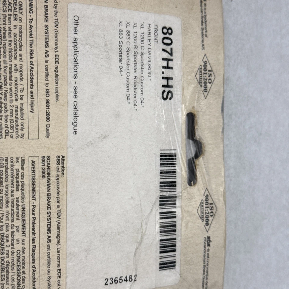Pastillas de freno sinterizadas Harley Davidson 807H.HS Sportster Roadster XL V 1200 883 Foto 4 de 4