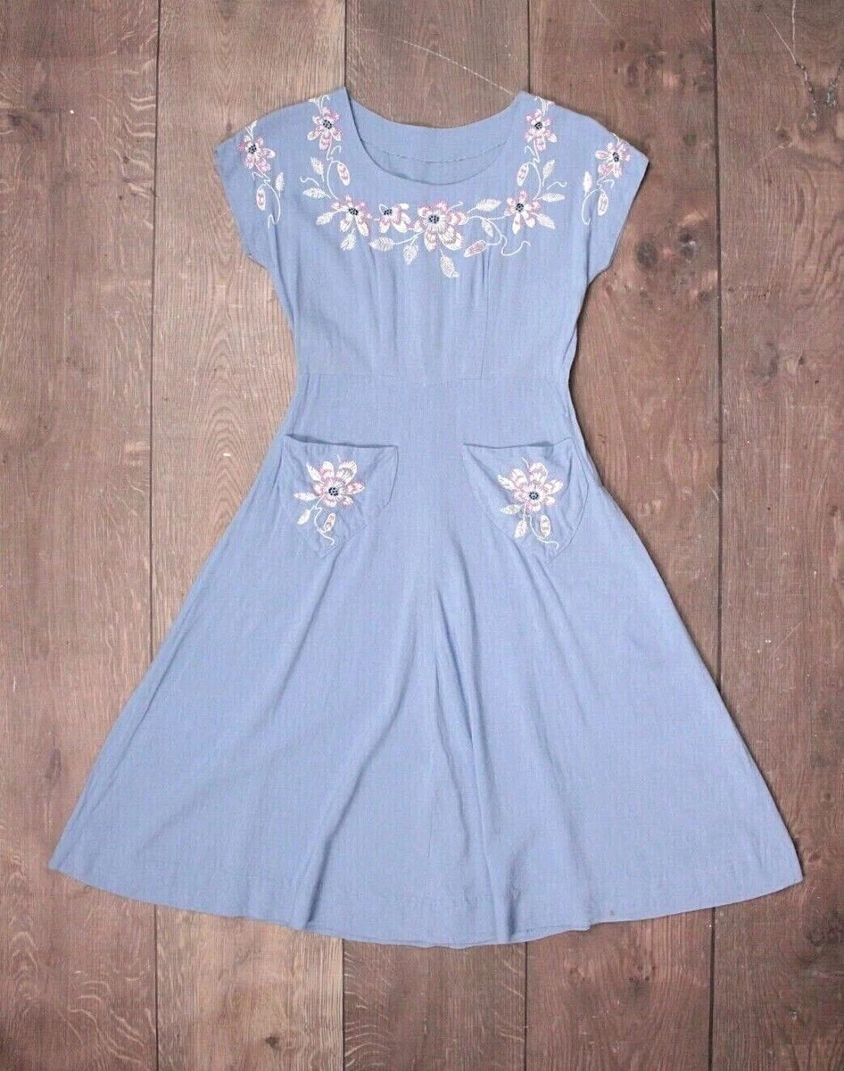 Blue 1940s Vintage Dresses for Women for sale | eBay