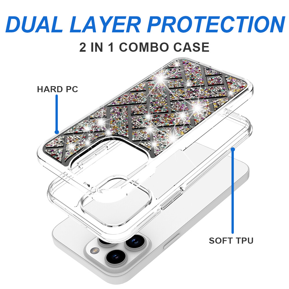 IPhone 15 Hülle Mit Glitzer & Strass - Rosa Bling Case Mit 3D Schleife, Schützt Und Sieht Luxuriös Aus