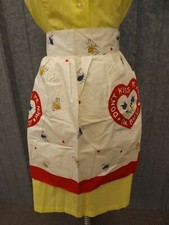 Vtg 1950s Unworn Cute Busy Bee "Don't Kiss Me Now, I'm Busy" Kitchen Half Apron