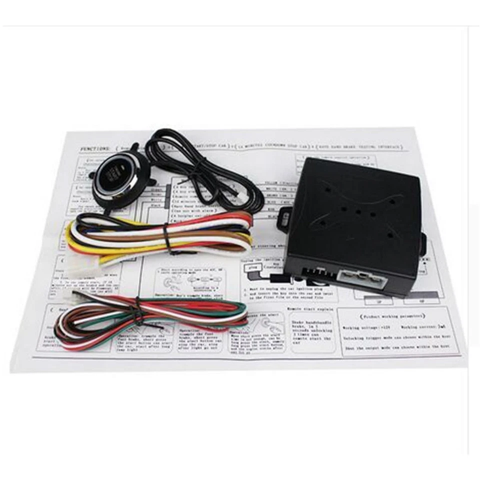 Car Push Start Button RFID Lock Engine Starter Ignition Car Alarm Keyless Entry Foto 2 de 4