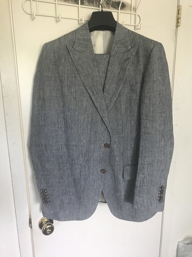 Suit Supply Suit Size 40 Regular, 50R Blue Linen.