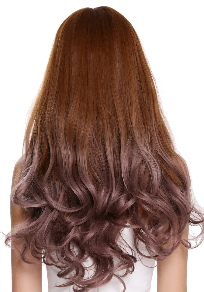 Perruque pour Femme Long Ondulés Frange Balayage Kupferbraun Rose Cosplay H1800 - Photo 3/4