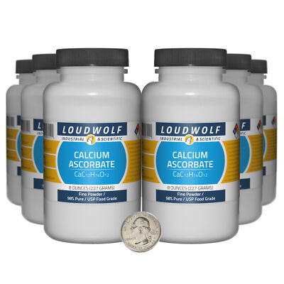 Calcium Ascorbate / 3 Pounds / 6 Bottles / 98% Pure USP Food Grade / Fine Powder