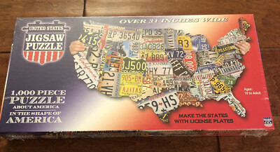 United States Map License Plate Puzzle - 1000 pcs, by Wood Expressions FREE SHIP