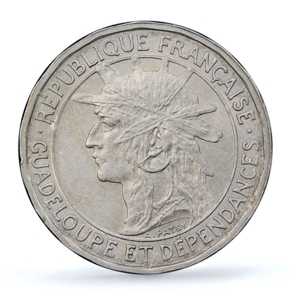 France Guadeloupe 50 centimes Colonial Coinage Arawak Man MS63 PCGS Ni coin 1921 - Image 3 of 4