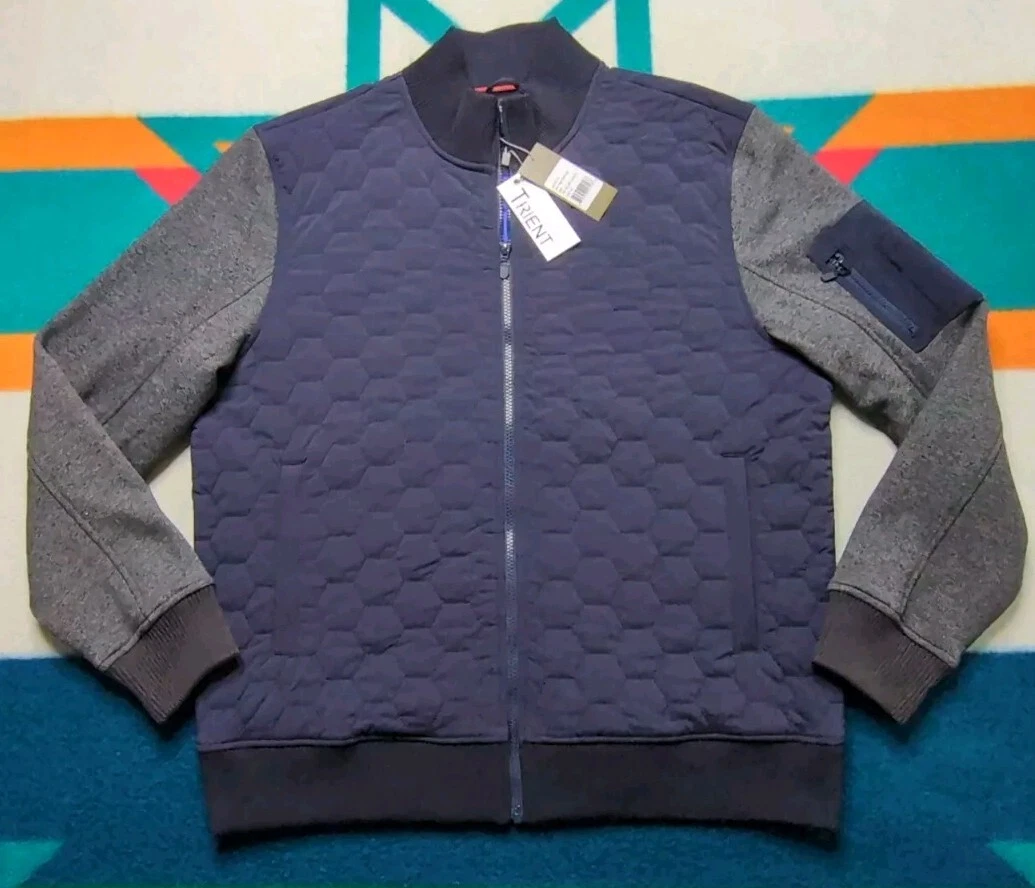 NWT Trient Puffer Jacket Luxury Apparel Hexagon Quilted Bomber Insulated Zip XL