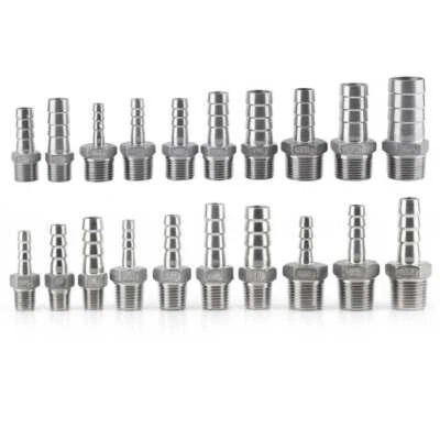 Stainless Steel Hosetails 304, Bsp Thread Hose Tail Barb Connector 1/8 to 1.1/2"