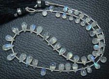 Natural Blue Flash, Moonstone SMOOTH TEAR DROP SHAPE BEADS 6 TO 9 MM 13"