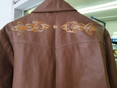 Vintage plätterte Kunstlederjacke bestickt JC Penney Hippie 70er B2-200 - Bild 5 von 7