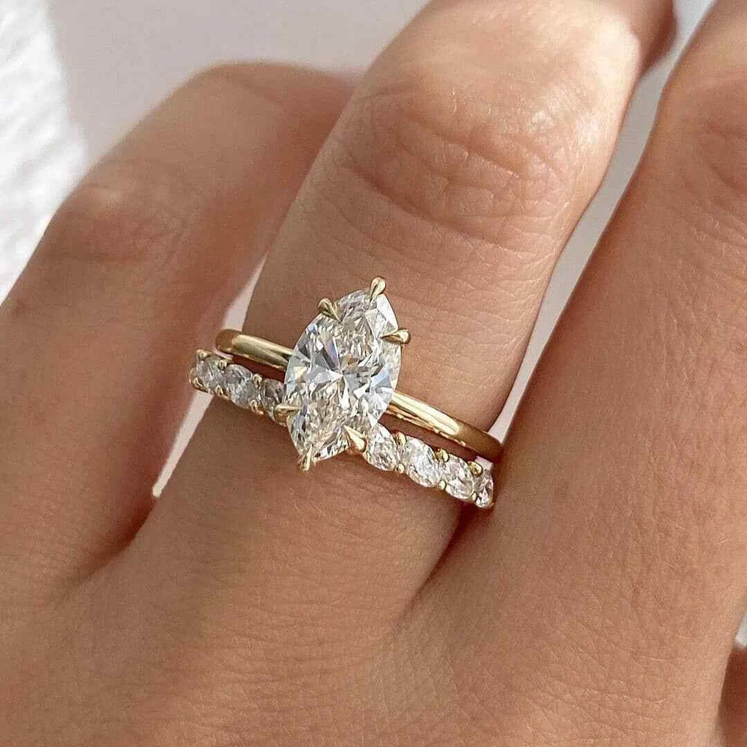 Marquise diamond wedding band sets deals