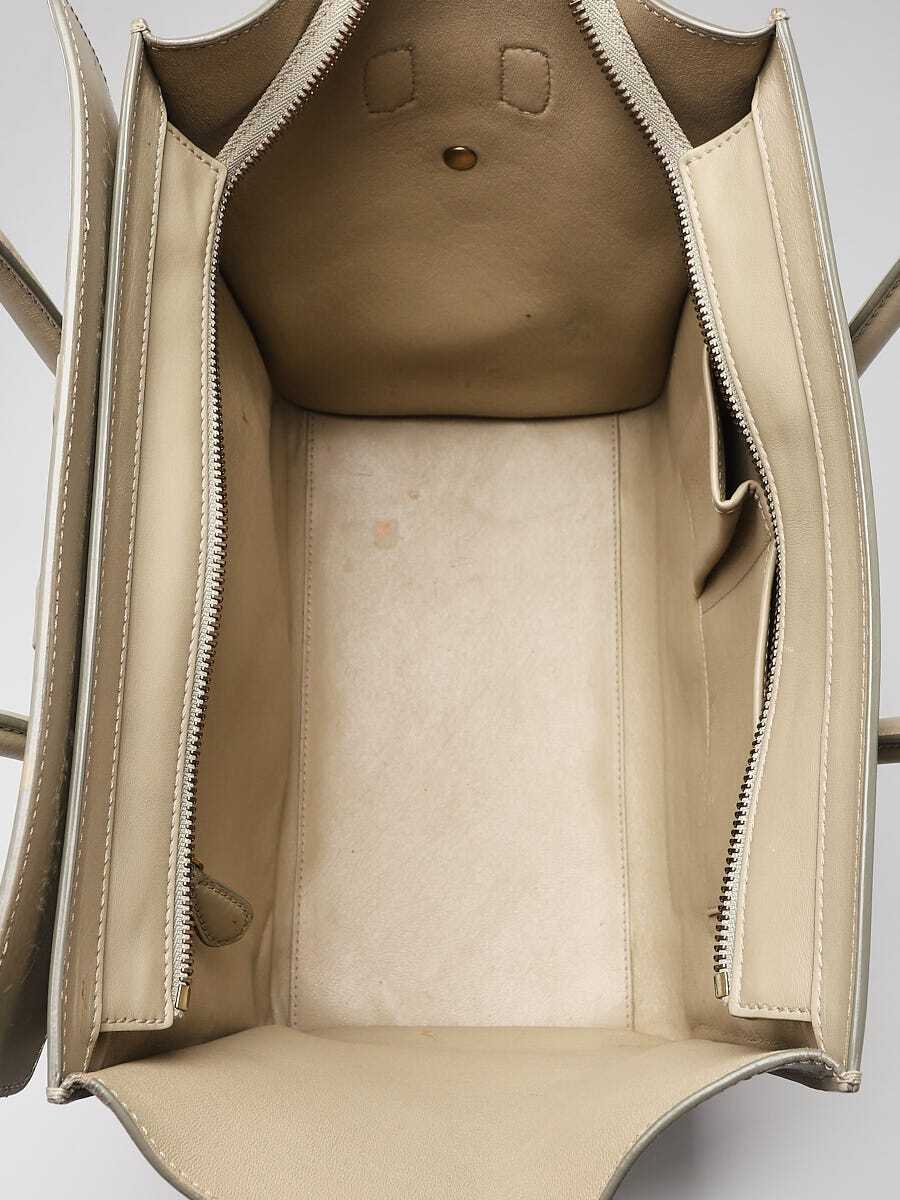Celine Beige Smooth Calfskin Leather Mini Luggage Tote Bag