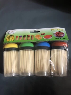 4 Pack Bamboo Stick Tooth Picks Dental Floss Dental Care Oral Hygiene Box