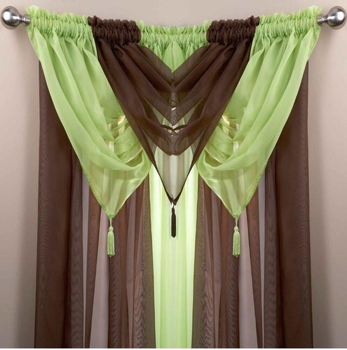 1 VOILE SWAG SWAGS TASSLE DECORATIVE NET CURTAIN DRAPE PELMET VALANCE 22 Colours - Picture 12 of 18
