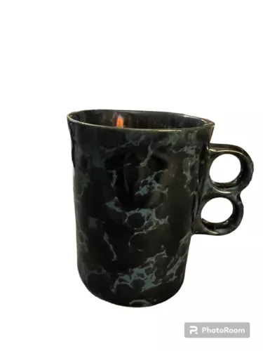 Vermont Bennington Pottery Green Double Trigger Mug Microwave & Dishwasher