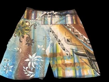 Local Motion Board Shorts Size 34W 10”Men's Beach Surf Geometric Floral(706)