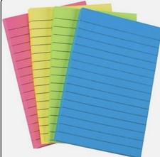 4 in x 6 in Lined Sticky Notes for Post,8 Bright Colors Self-Stick Notes 400 sh