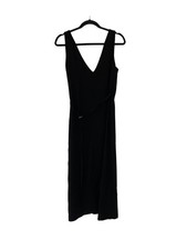Zara ZW collection Womens Midi Dress M Black Sleeveless V Neck 9051/376 NWT