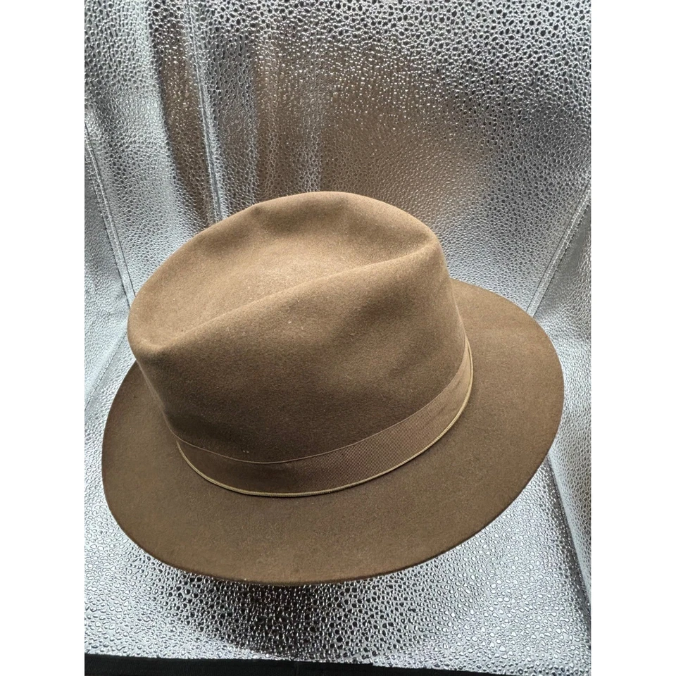 Sombrero Fedora de Lana Borsalino A Carras Atenas Marrón Detalle Cinta Para Hombre Foto 3 de 4