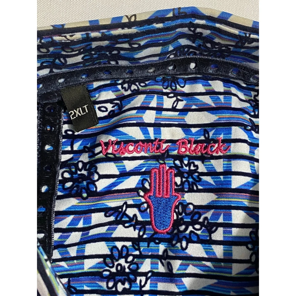 Camisa de manga larga Visconti para hombre talla 2XLT negra azul púrpura terciopelo texturizado Foto 4 de 4