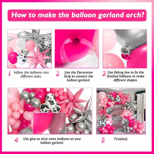 128-teiliges Ballonbogen-Set Disco Cowgirl Party Deko | Hot Pink & Silber - Bild 6 von 7