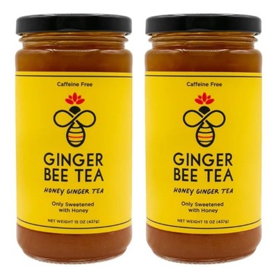 Soothing Honey Ginger Tea Blend - 19 Servings, No Refined Sugars, 15 oz Jar (2 P