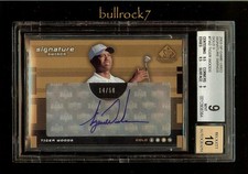 2003 SP Game Used Golf Signature Swings GOLD /50 TIGER WOODS SW-TW2 AUTO 10 BGS