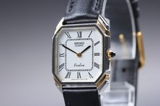 Vintage 1981 N MINT SEIKO EXCELINE 2320-6440 Roman Gold Silver Qz Womens Watch