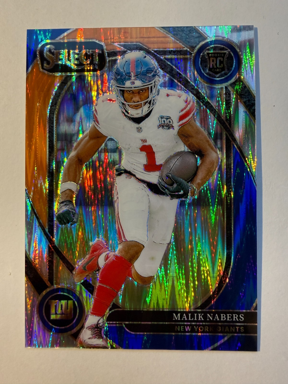 2024 Panini Select (Blue Orange) Prizm Shock - Malik Nabers #220 (RC) /35