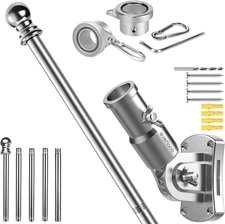 Premium Flag Pole Kit  T304 Stainless Steel 180°Adjustable Flag Bracket Thicker