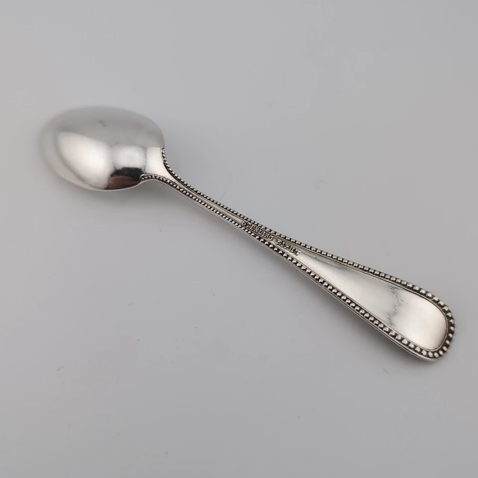 Cuchara Demitasse de plata esterlina Birks Bead - 4 1/8"- sin monogramas Foto 2 de 3