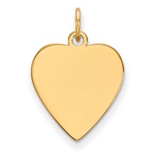 14k Yellow Gold Heart Pendant Charm for Women Polished Engravable Minimalist Jew