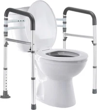 Toilet Safety Rails, Adjustable Toilet Frame for Elderly, Seniors, Handicap