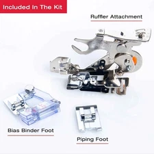 SINGER Home Decor Presser Foot Kit with Piping, Bias Binder & Ruffler Attachment
