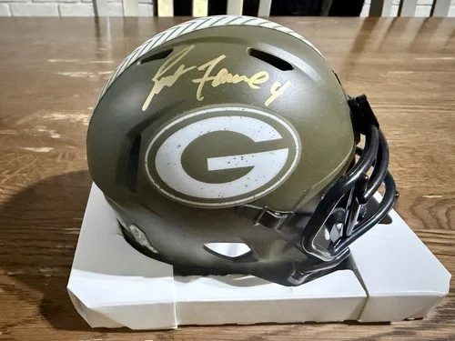 Brett Favre Signed Green Bay Packers Speed Salute to Service NFL Mini Helmet