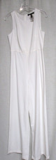 BCBGMAXAZRIA Off White Sleeveless Jumpsuit Wide Leg pants Palazzo sz 2