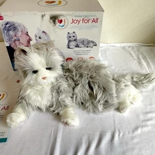 Ageless Innovation Joy For All Companion Pets Silver Grey/White Tabby Cat. Video